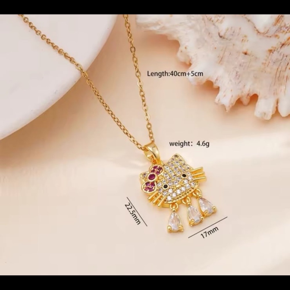 Gorgeous gold plated hello kitty necklace with swarovski elements